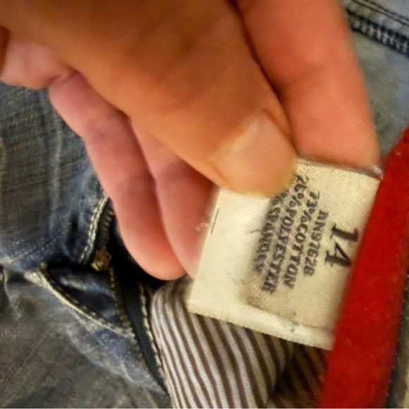 NWOT Antique Rivet Red and Blue Denim Jeans - Picture 3 of 5